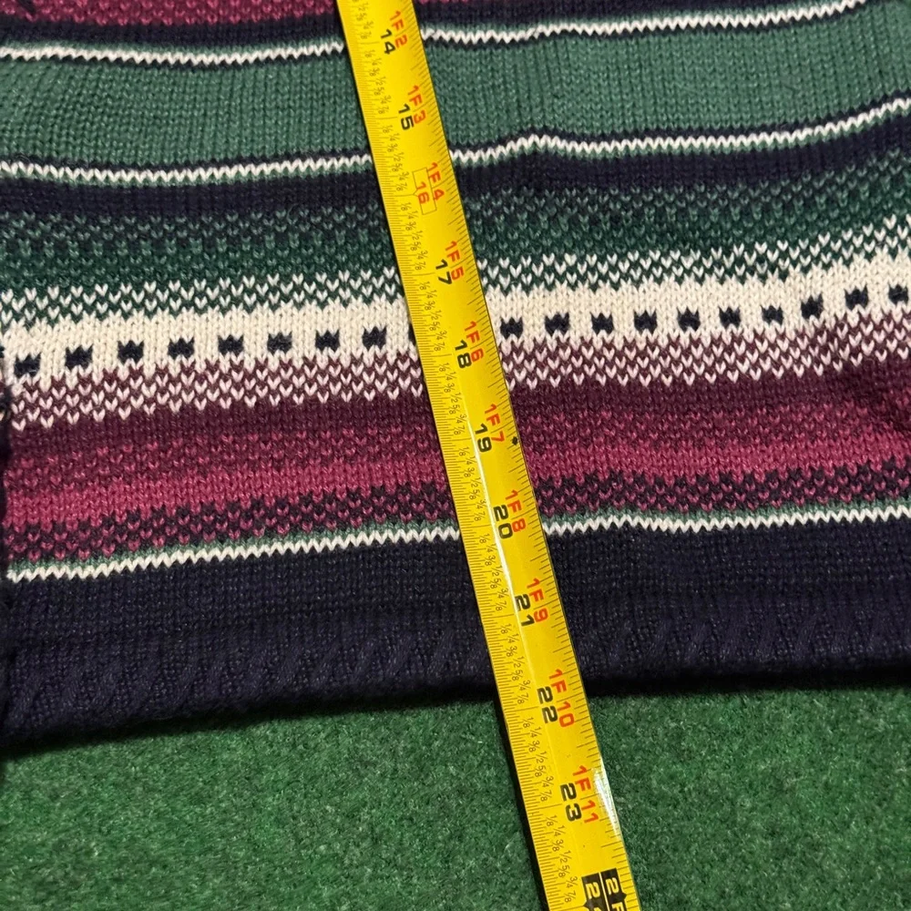 Southwestern Cardigan Paris Sport Vintage 90s Large 23x22 Cropped Boxy Sweater - Picture 7 of 8